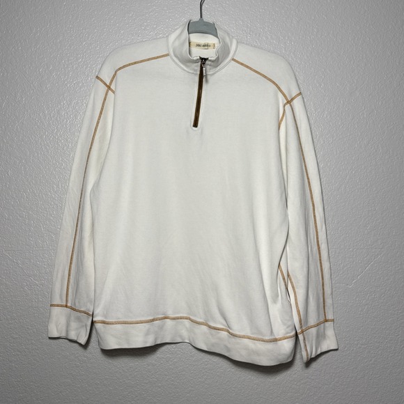Jake Agave Other - Jake AgaveLux Rambler Quarter Zip Shirt Mens L Long Sleeve Mock Neck White Ivory